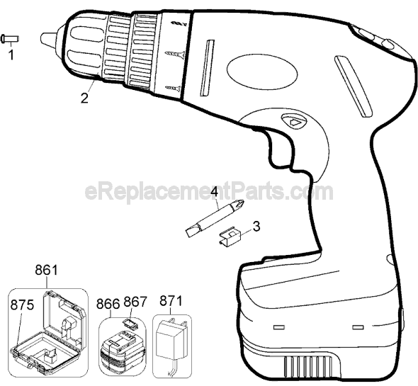 Page A Diagram and Parts List for HP1440 Type 1 Black and Decker Cordless Drill